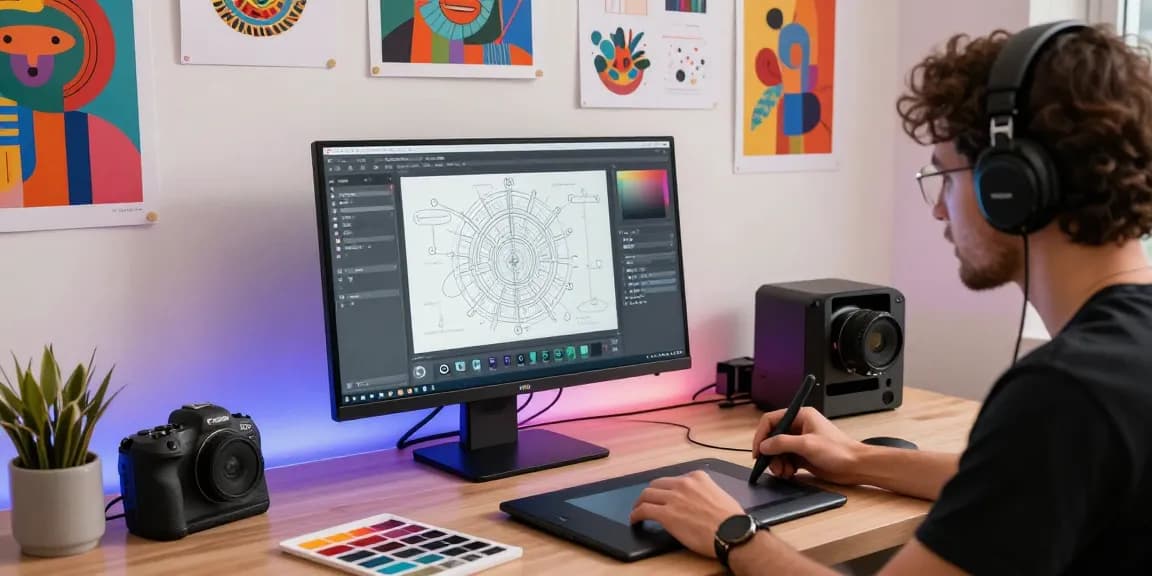 Creating innovative art with nano banana pro AI image editor in a vibrant studio.