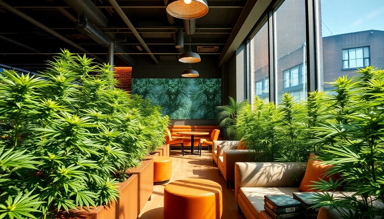 Visit the Best Cannabis Club Lloret de Mar featuring relaxed ambiance and vibrant cannabis plants.