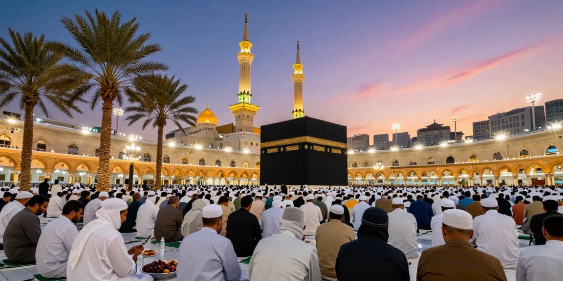 Experience Umroh Full Ramadhan in the spiritually enriching atmosphere of Masjidil Haram during Ramadan's tranquil hours.