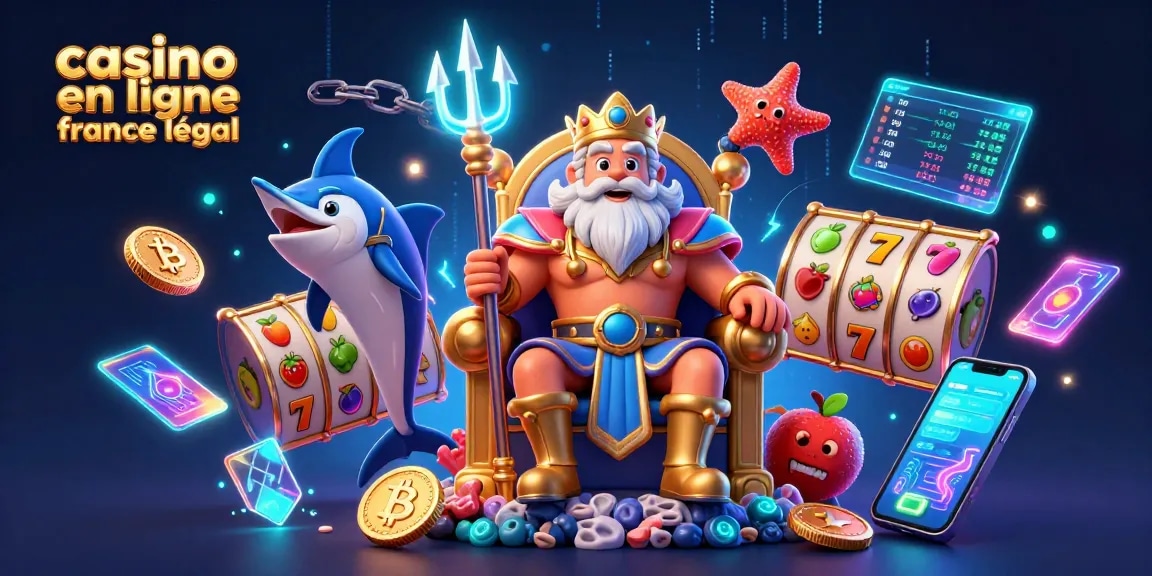 Jouer sur un casino en ligne légal en France avec des jackpots colorés et des personnages marins dynamiques.