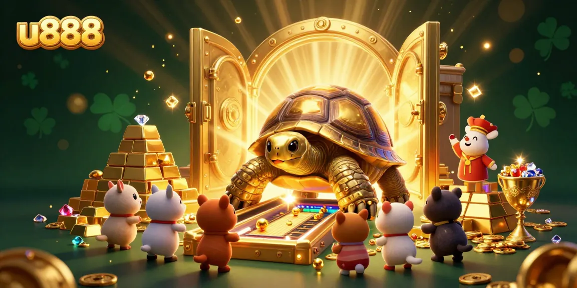 Spin the reels at u888's vibrant casino, featuring a golden tortoise pinball and treasure galore.