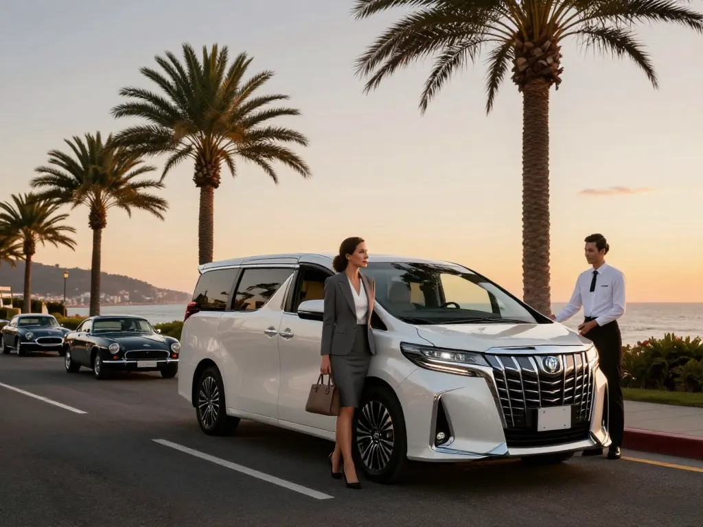 Trải nghiệm thuê Toyota Alphard sang trọng, thể hiện phong cách và sự thanh lịch trên một con đường ven biển
