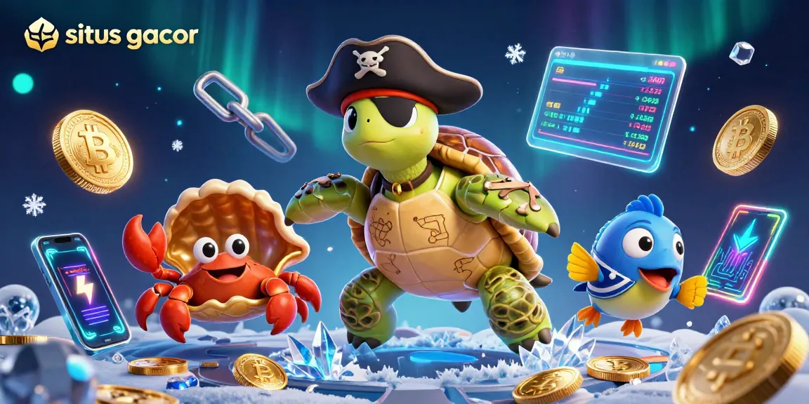 Spin and win with vibrant treasures in situs gacor, featuring animated casino critters and crypto coins.