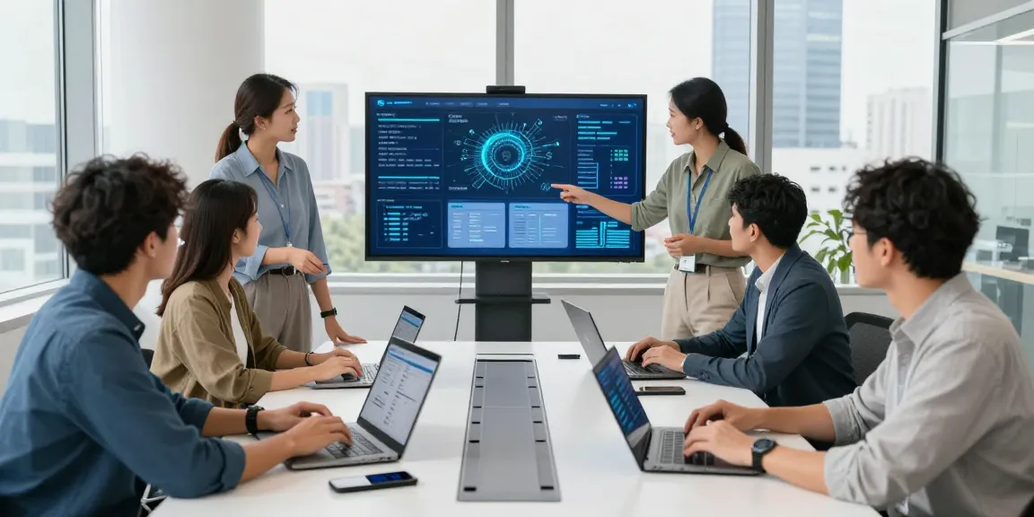 Dynamic business IT support team collaborating on solutions for businesses