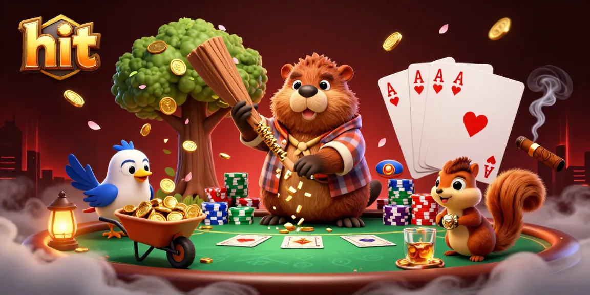 Experience the thrill of hit with a beaver earning coins at a vibrant casino scene.