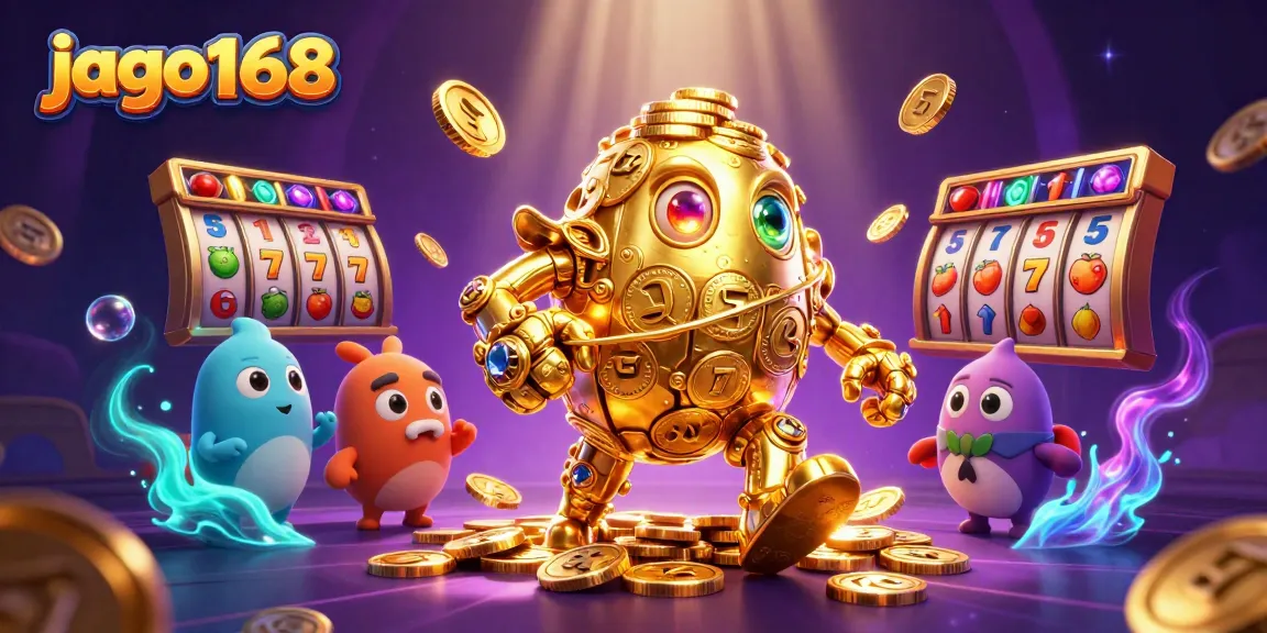Experience exciting gameplay at jago168 with vibrant slot machines and golden golems amidst jackpot excitement