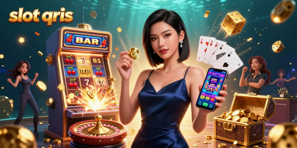 Experience thrilling action with slot qris featuring an Asian woman in a stunning casino illustration.