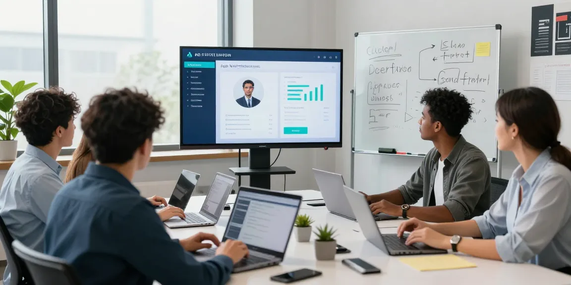 Team showcasing an age verification system's functionality in a modern office setting.