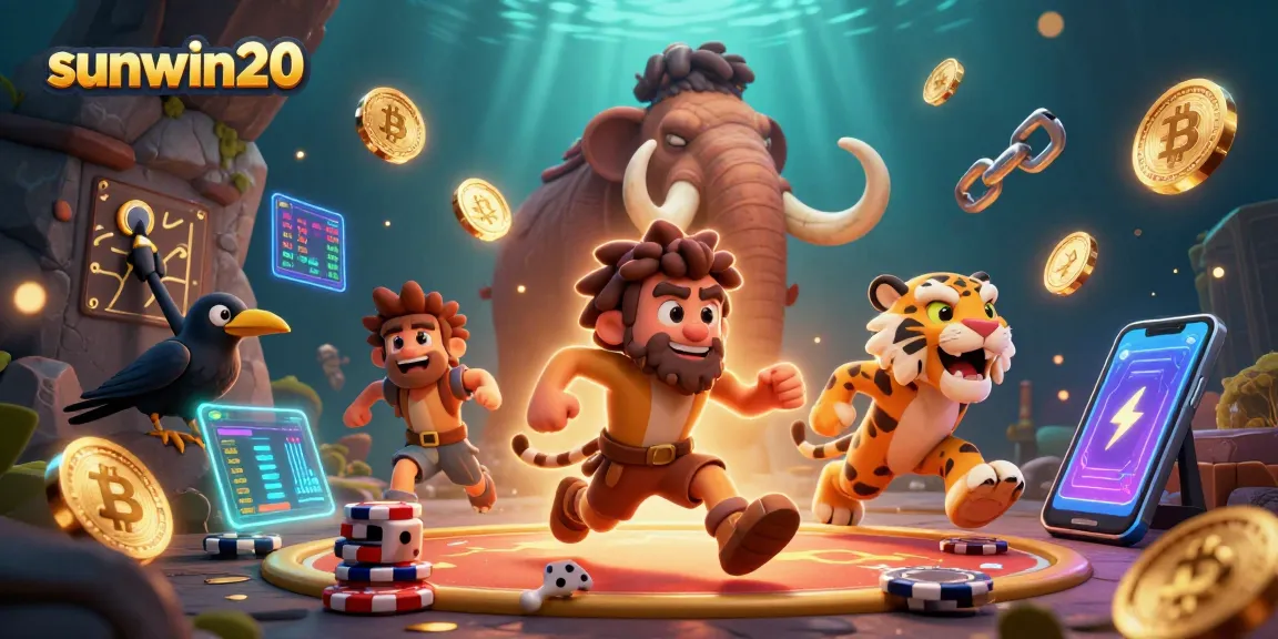 Experience the dynamic world of sunwin20 in this vibrant prehistoric casino scene.