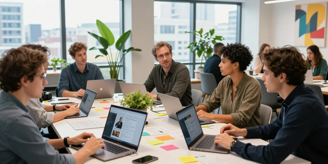 Networking professionals collaborating in a vibrant co-working space, representing a Branchenübergreifendes Unternehmer-Verzeichnis environment.