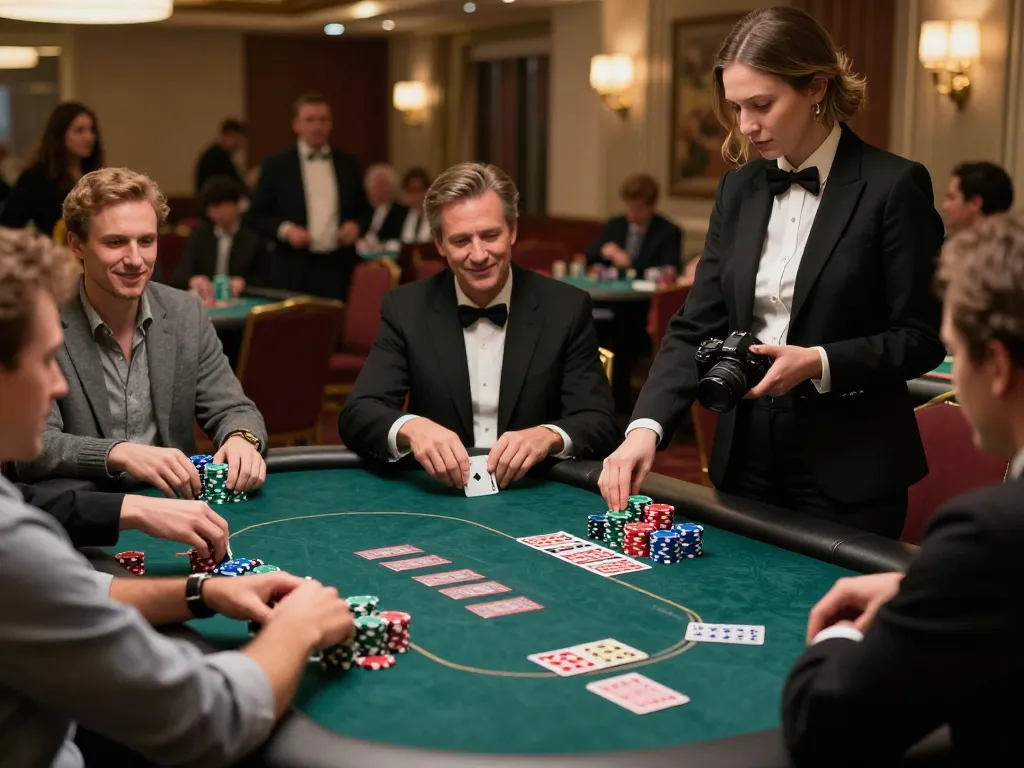 Players strategizing their moves in an intense poker game at the casino 566, showcasing excitement and competitive spirit.