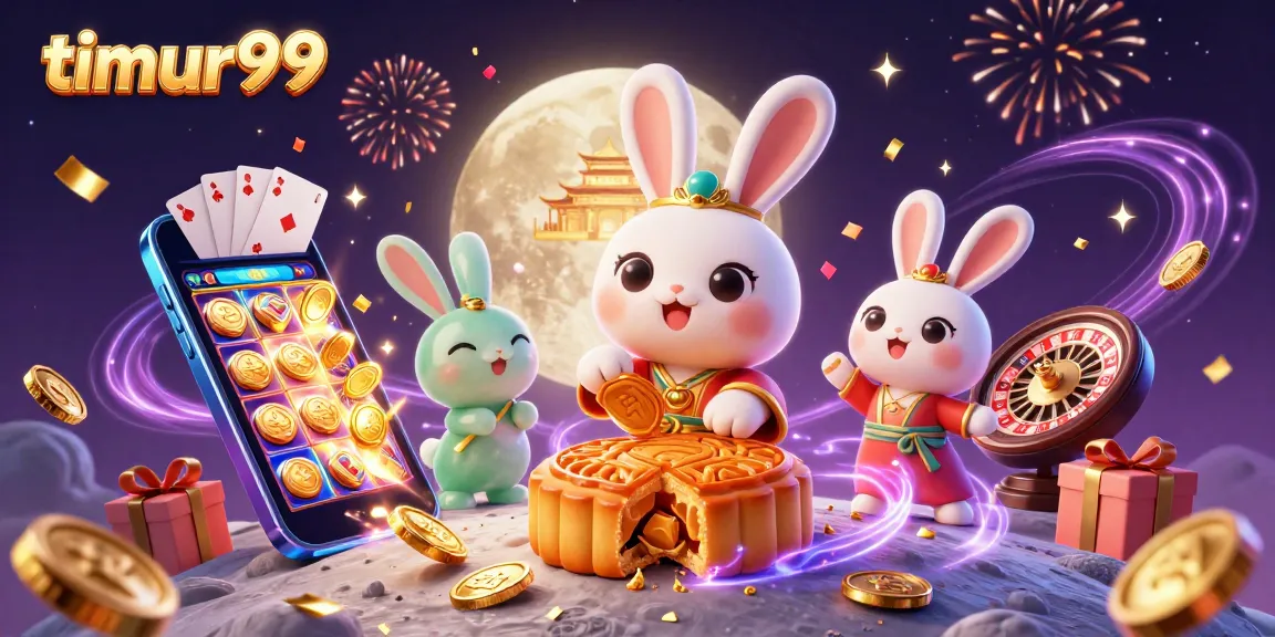 Experience winning at timur99 with dynamic gaming elements and festive celebration in this vibrant illustration.