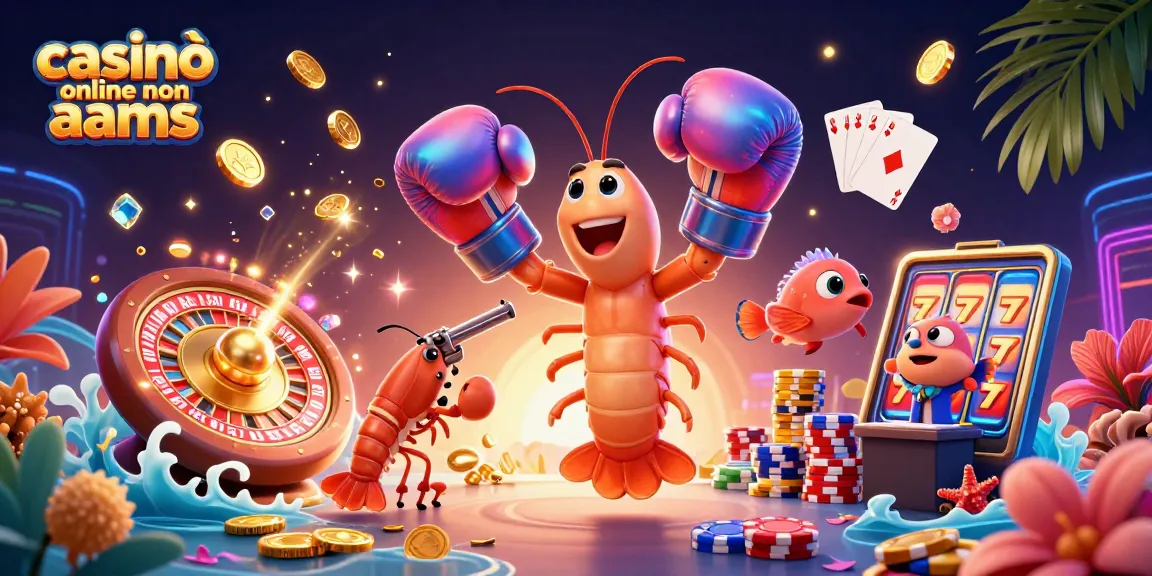Interagisci con il vibrante mondo dei casinò online non AAMS caratterizzato da creature marine animate tra elementi di casinò.