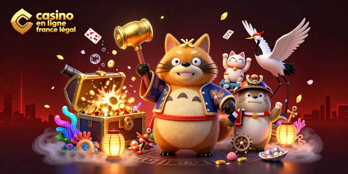 Plongez dans le monde vibrant du casino en ligne France légal avec de joyeux tanukis et des chats porte-bonheur.