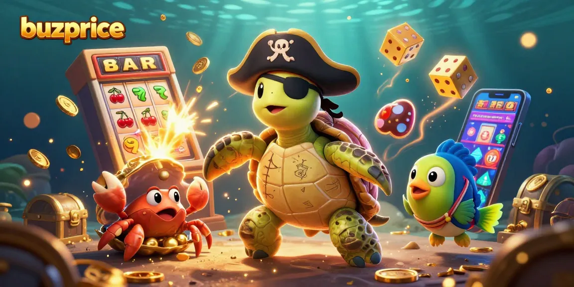 Win big with buzprice in an exciting 3D illustration of a casino-themed adventure with vibrant characters.