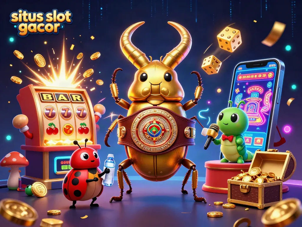 Menggandakan kemenangan di situs slot gacor dengan jackpot berlimpah dan karakter unik dalam ilustrasi 3D.