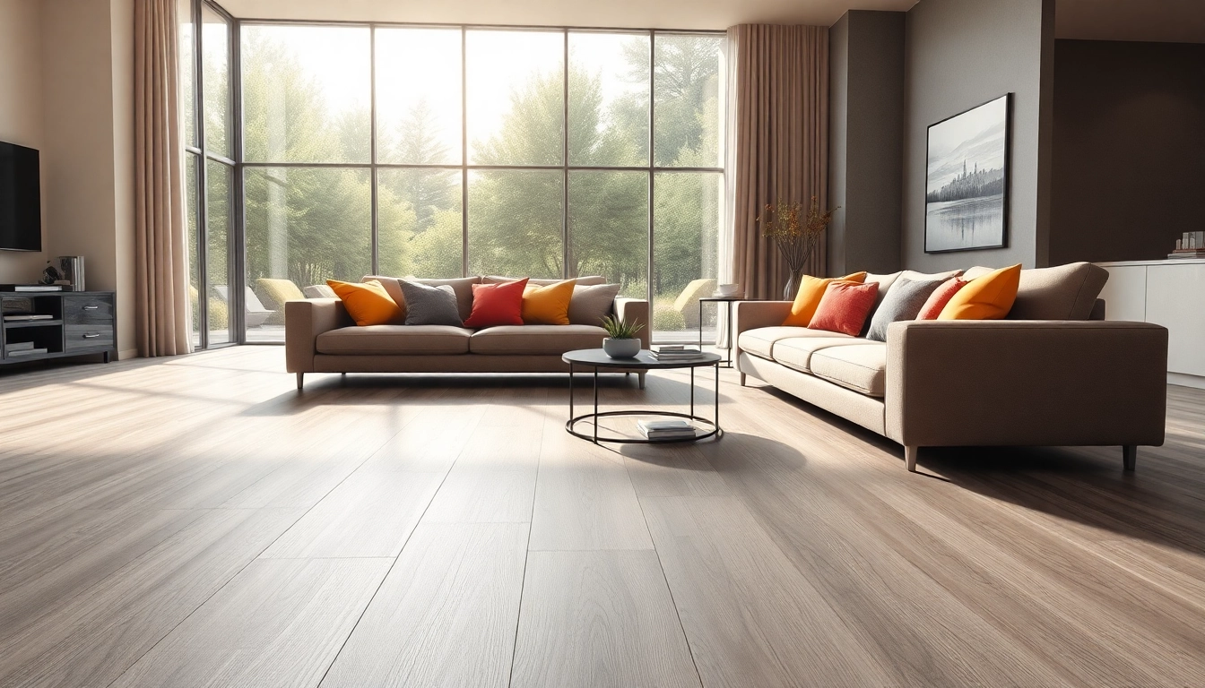 Enhance your space with flooring lvp featuring a platinum grey finish in a modern living room.