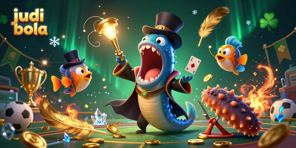 Engage in judi bola action with a deep-sea scene of magic tricks and sports elements.