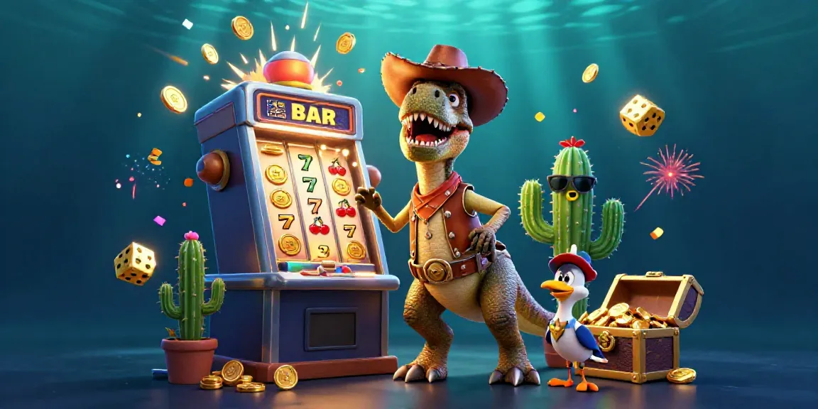 Gambarkan momen bermain slot menyenangkan di janda4dapr dengan karakter unik.