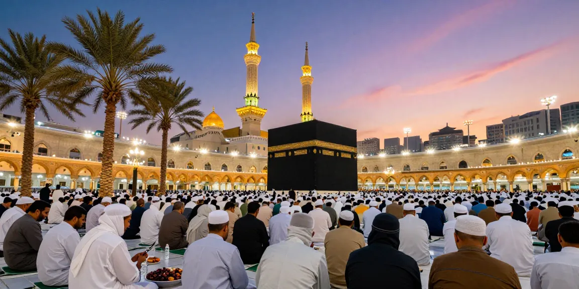 Experience Umroh Full Ramadhan in the spiritually enriching atmosphere of Masjidil Haram during Ramadan's tranquil hours.