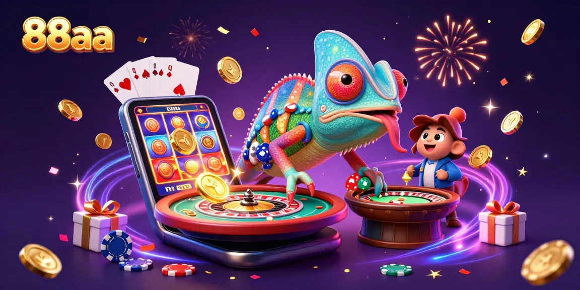 Spin and win with 88aa, a vibrant casino illustration featuring exciting gaming elements.