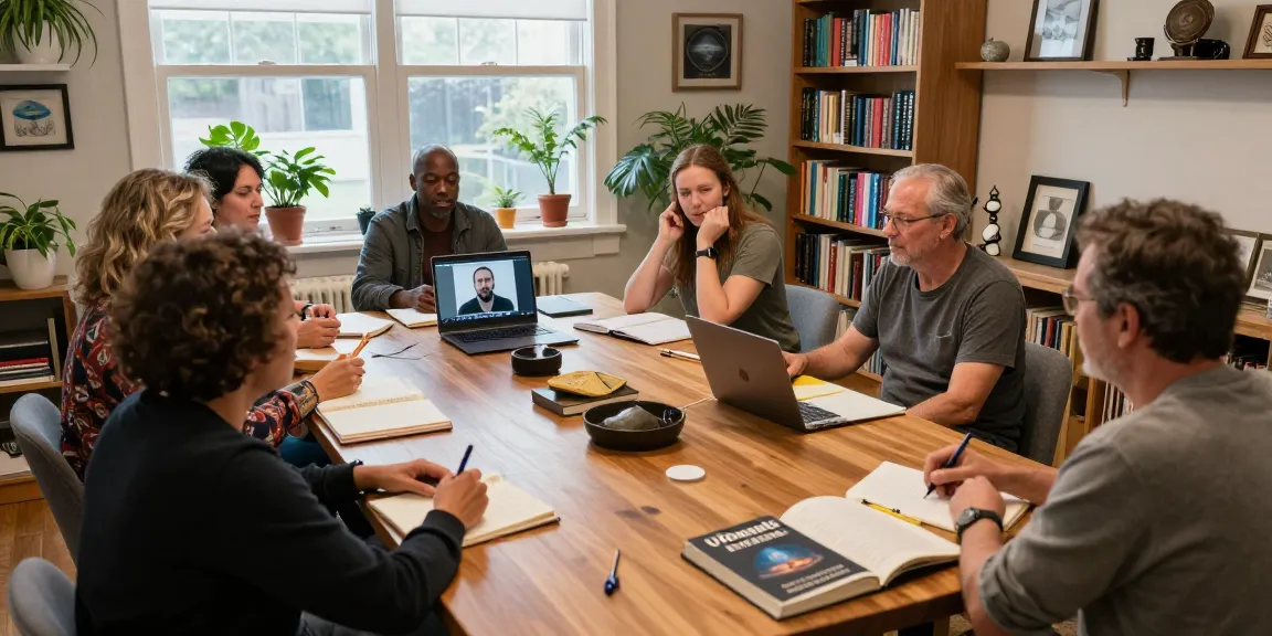 T Allen Greenfield's UFOnauts discussed at a collaborative reading group, showcasing spiritual themes.