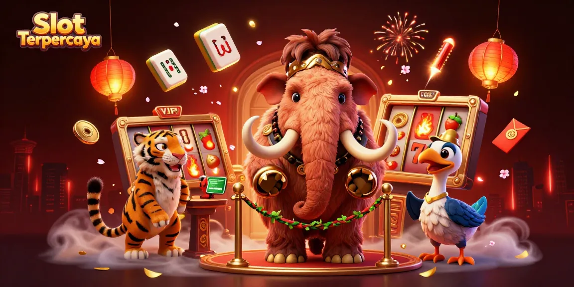 Experience the excitement of Slot Terpercaya with a vibrant casino scene featuring animated characters and dynamic gaming elements.