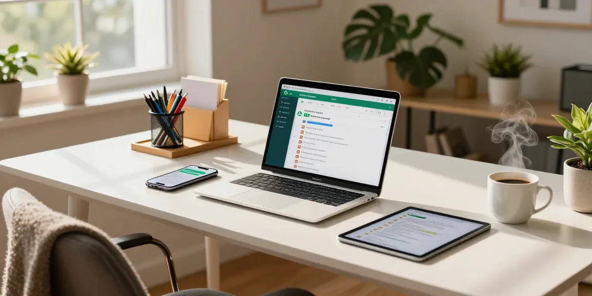 Engaged user utilizing WhatsApp網頁版 on a laptop in a modern home office.