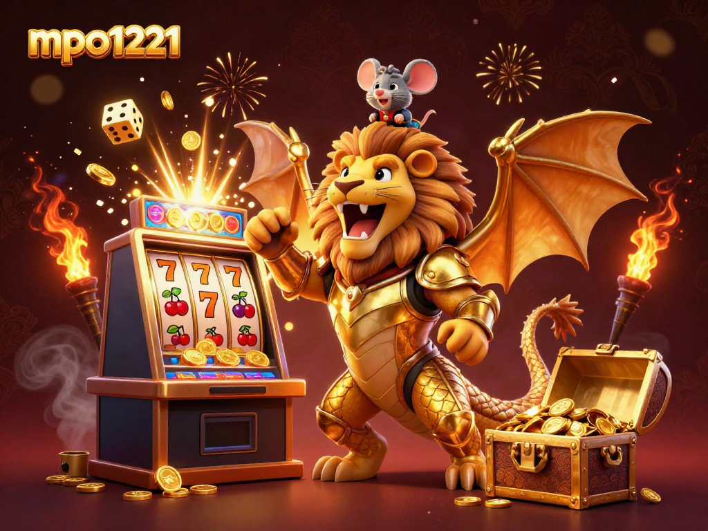 Experience the thrill of winning with mpo1221 at the jackpot slot machine bursting with coins and game elements.