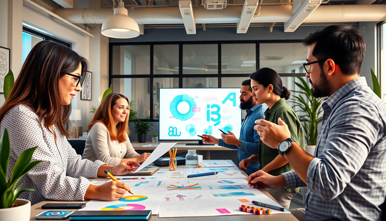 Visualize designers at https://bestdesignersintheworld.com/ brainstorming in a vibrant office.