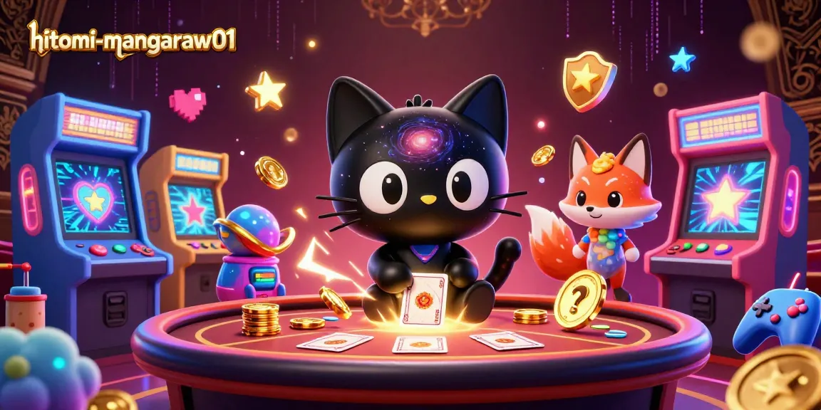 Join the cosmic fun of hitomi-mangaraw01 as the black hole cat and nebula fox dominate the casino table with exciting gameplay!