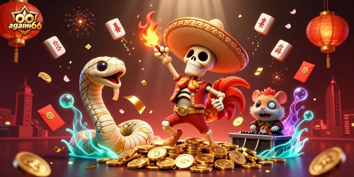 Experience the thrill of winning big at agam66 with vibrant characters in a dynamic casino scene.