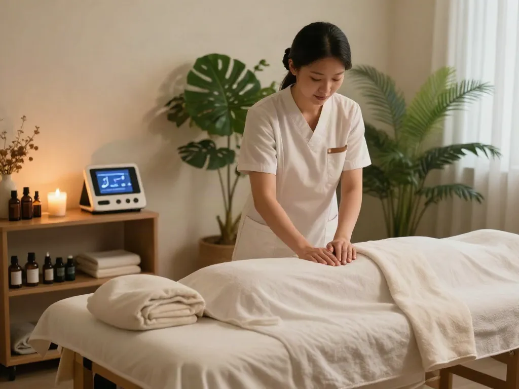 신림동출장마사지 experience set in a tranquil spa with essential oils and soothing ambiance.