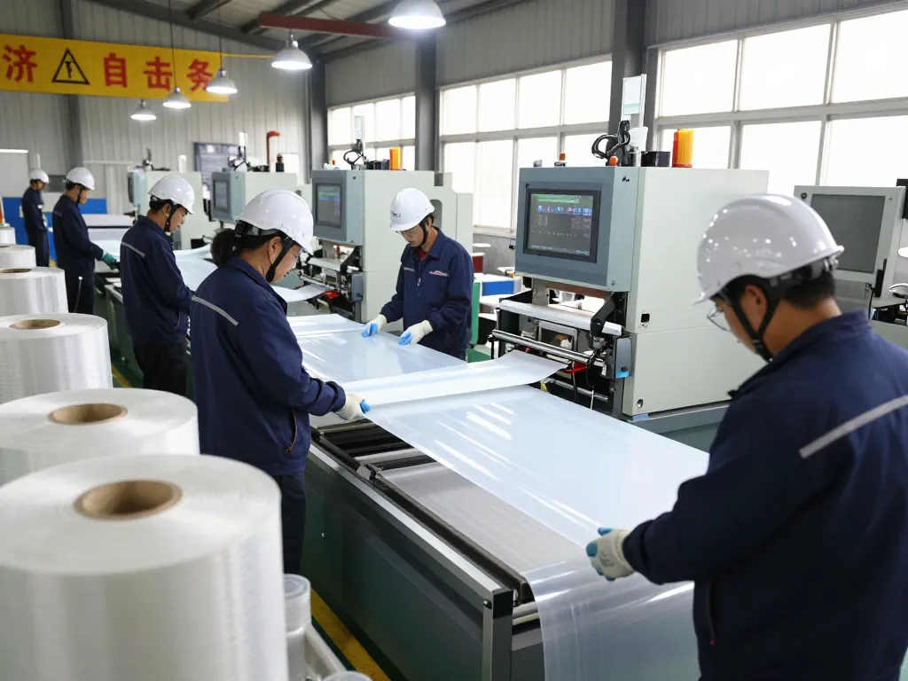 Bóc ép plastic bắc giang in action with skilled workers operating advanced machinery in a bustling manufacturing environment.