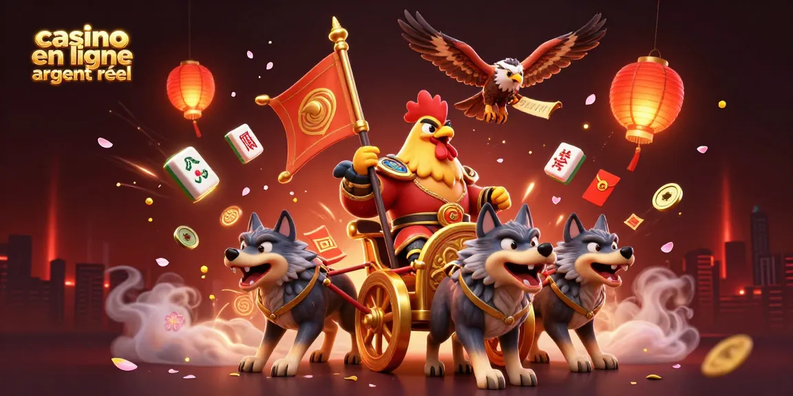 Casino en ligne argent réel avec chariot doré, personnages animés et éléments lumineux captivants.