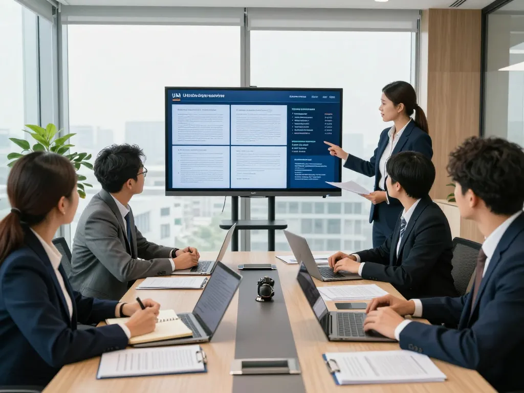 Legal consultation scene showcasing USA attorney services with diverse attorneys collaborating in a modern office.